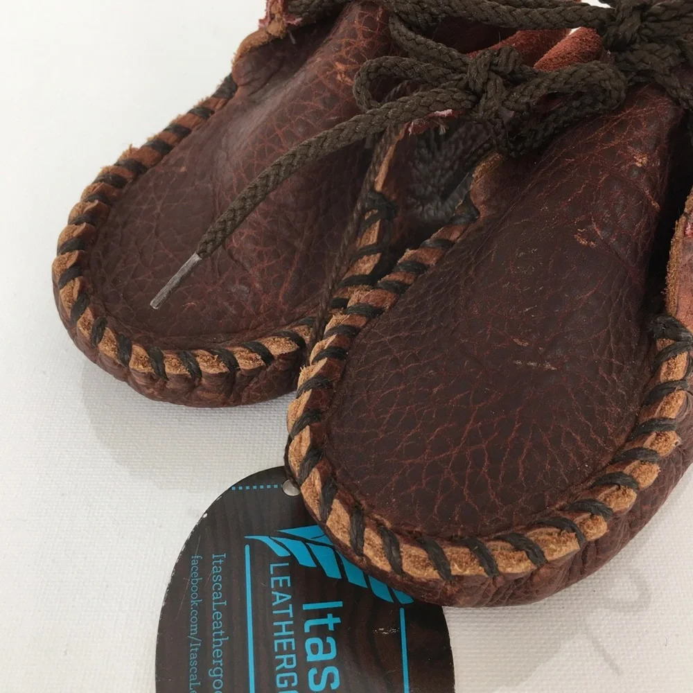 Itasca Leathergood Brown Leather Baby Moccasins NEW Infant Bootie Shoes Size XL